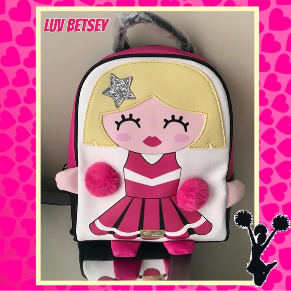 Luv Betsey Johnson Cheerleader Girl Pink Backpack - Picture 5 of 14